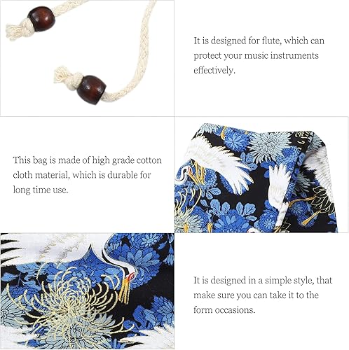 Miniatura 7 de EXCEART Bolsa de flauta - Funda de algodón azul para flauta - Estilo simple - Protege los instrumentos musicales - 32.3x2.4x2.4 in