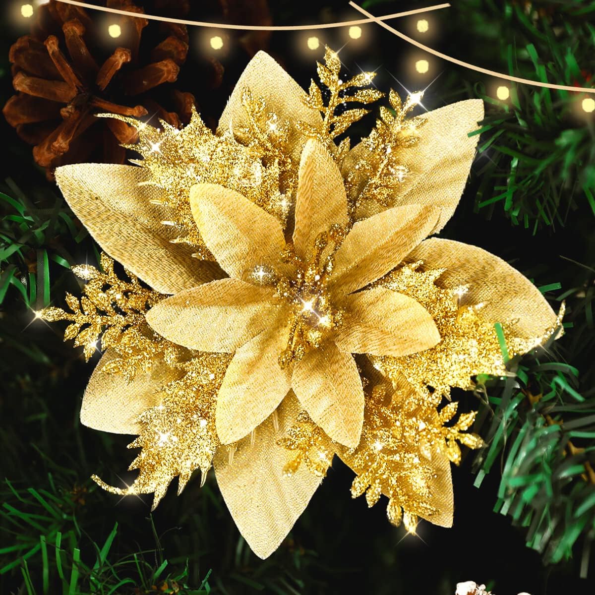 Veryhome 24pcs Poinsettia Christmas Decorations, 5.5 Inch