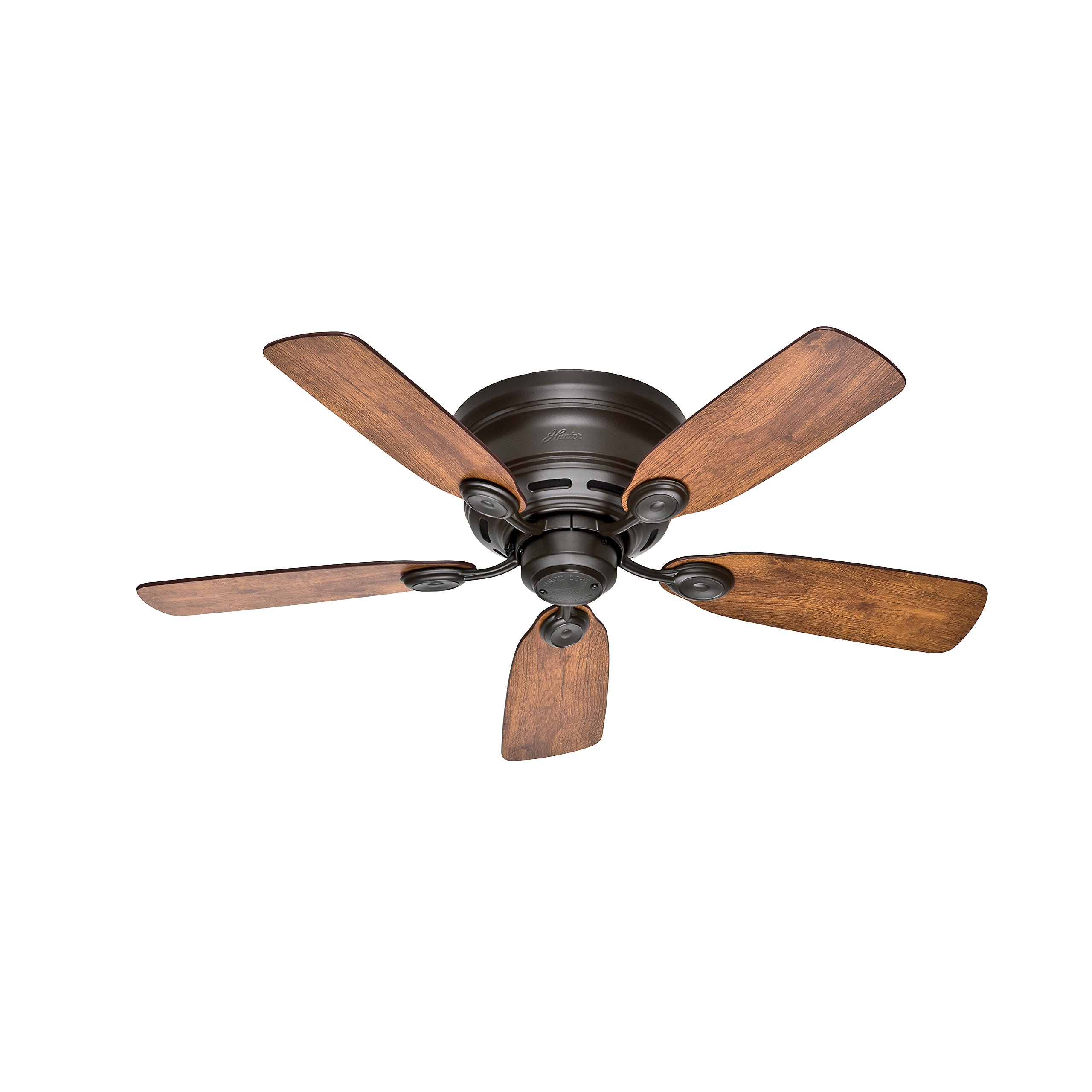 Hunter Fan 42in New Bronze Finish Low Profile Ceiling Fan with Reversible Weathered Oak / Wine Country Blades (Renewed)