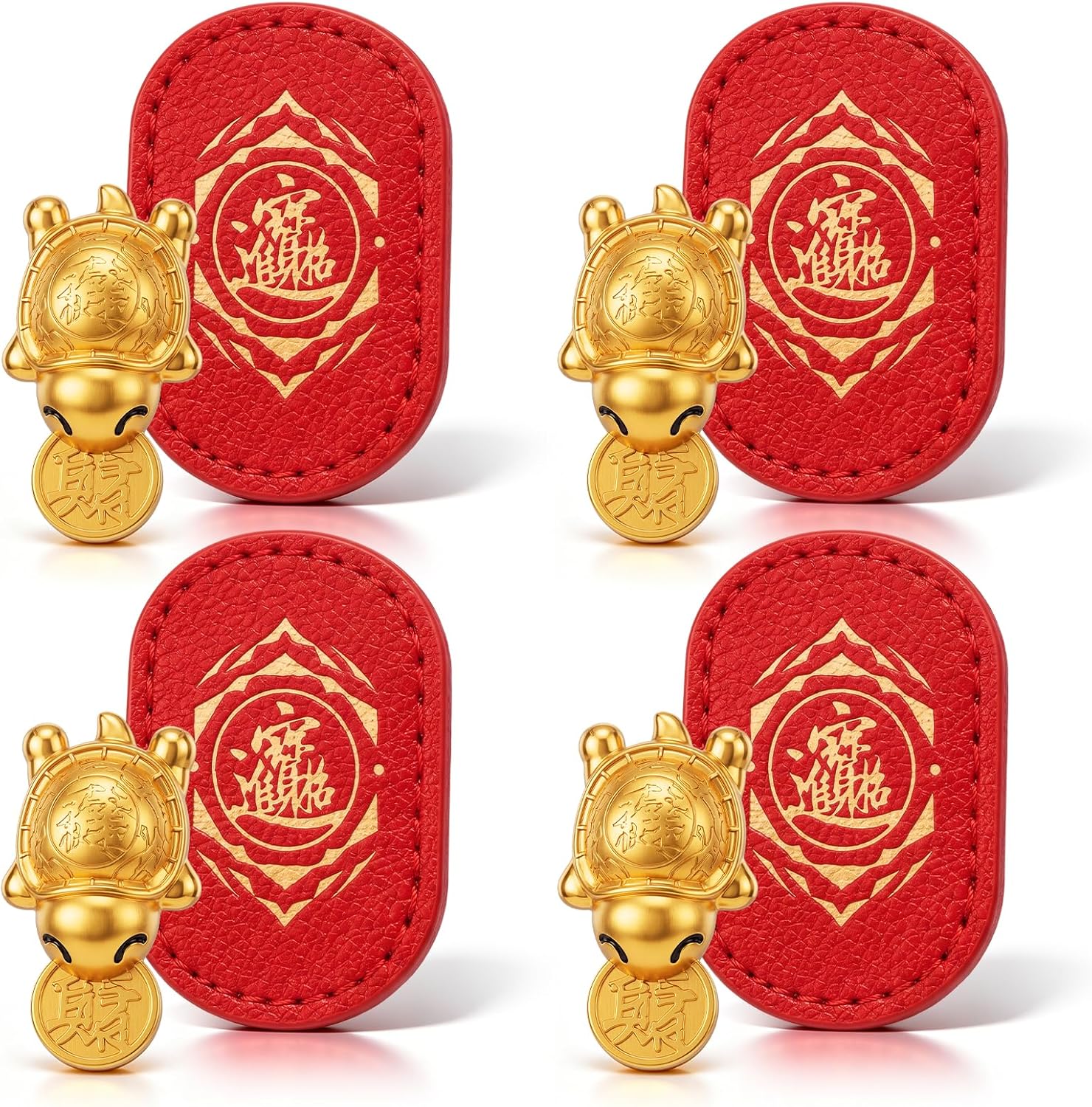 4Pcs Lucky Turtle Wallet Charm Gold Coin Purse Bag Feng Shui Gift,Coin biting pose,Gold turtle charm,Detailed shell texture,Giftable keepsake,Symbol with For Prosperity Protection and Gift and luck