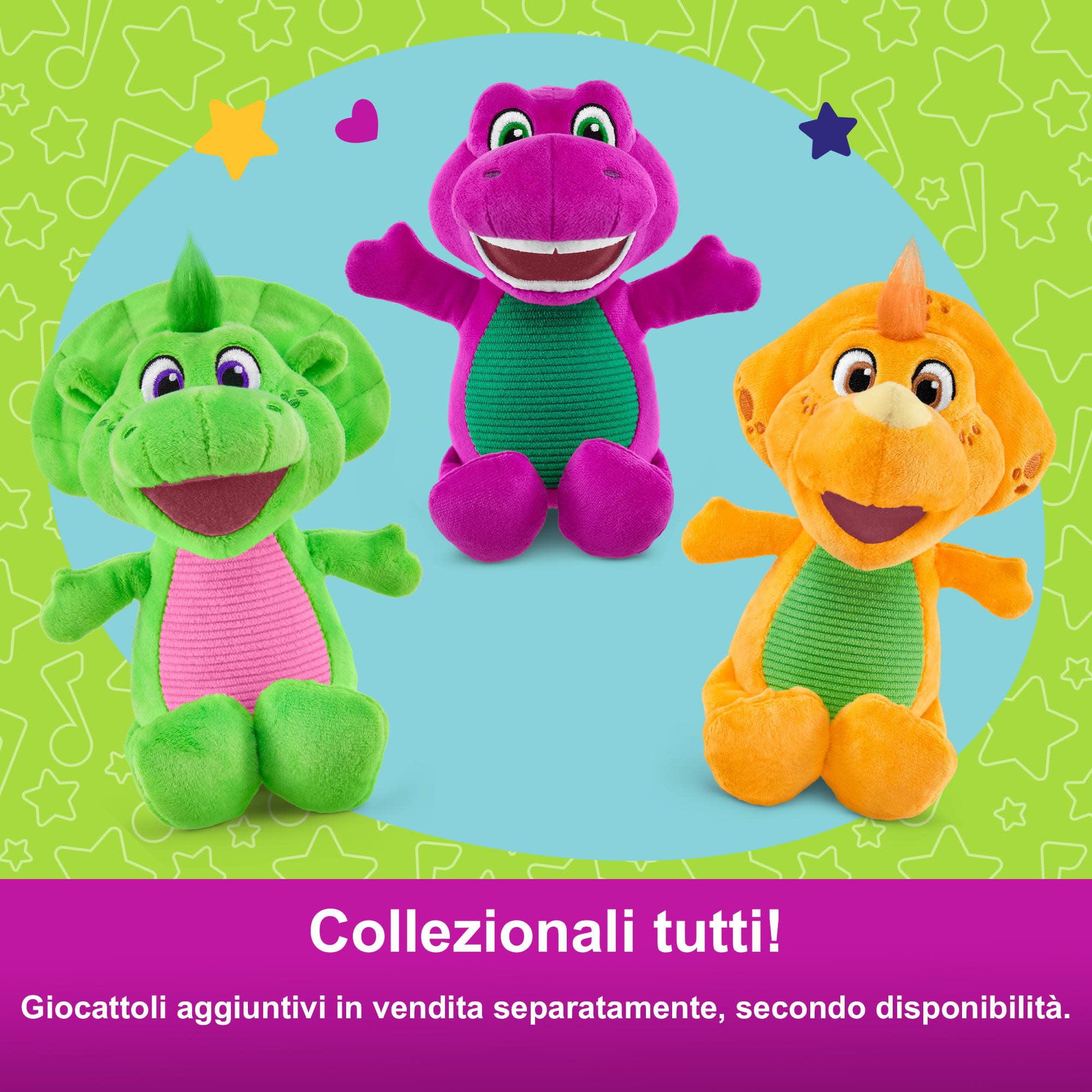 Fisher-Price Il Mondo di Barney - Barney, dinosauro peluche alto 16+ cm in morbido tessuto viola e simpatico volto ricamato, lavabile in lavatrice, giocattolo per bambini, 2+ anni, HVF40 - 5