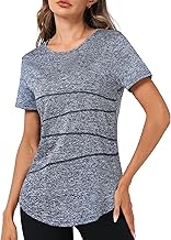 Terecey Tee Shirt Sport Femme Sechage Rapide T-Shirts de Sport Femme à Manches Courtes Tops Sport Col Rond pour Yoga Running Fitness Pilates S-XXL