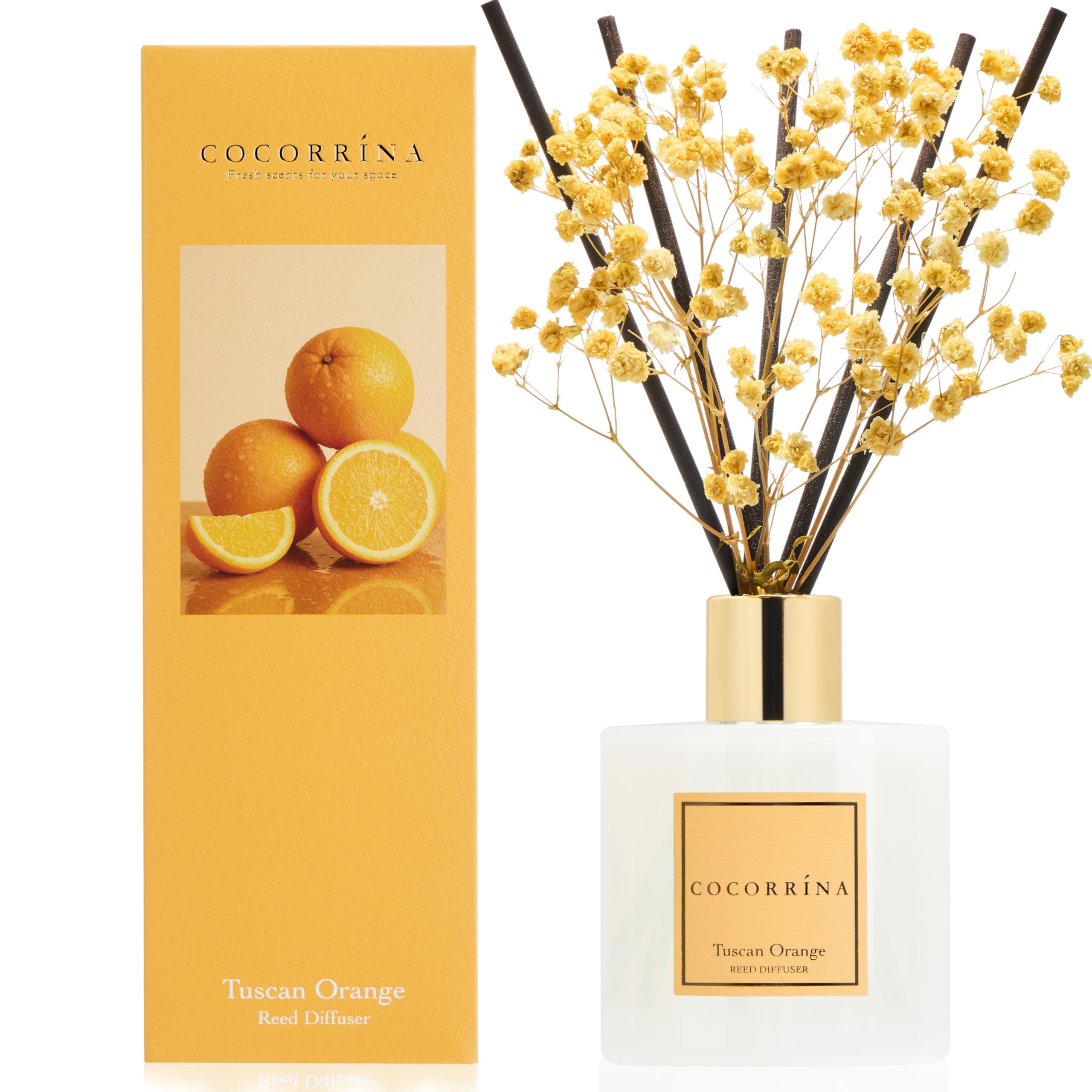 COCORRÍNA Reed Diffuser - Tuscan Orange 200ml Scented Diffuser with 8 Sticks Home Fragrance for Bedroom Bathroom Living Room, Home & Office Decor — image 1