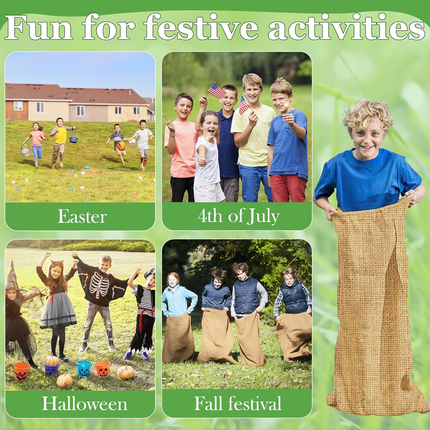 Granny Pants Yard Game Giant Pants Outdoor Game, Potato Sack Race Bags for Kids Adults, Field Day Family Reunion 4th of July Easter Game, Camping Picnic Birthday Party Outside Yard Carnival Games