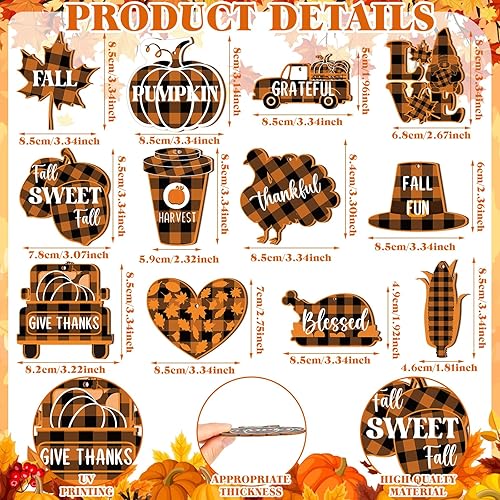 Miniatura 3 de Kigley 36 piezas de decoración de Acción de Gracias para el hogar, adornos de árbol de Acción de Gracias, pavo, calabaza, hojas de arce, camiones,
