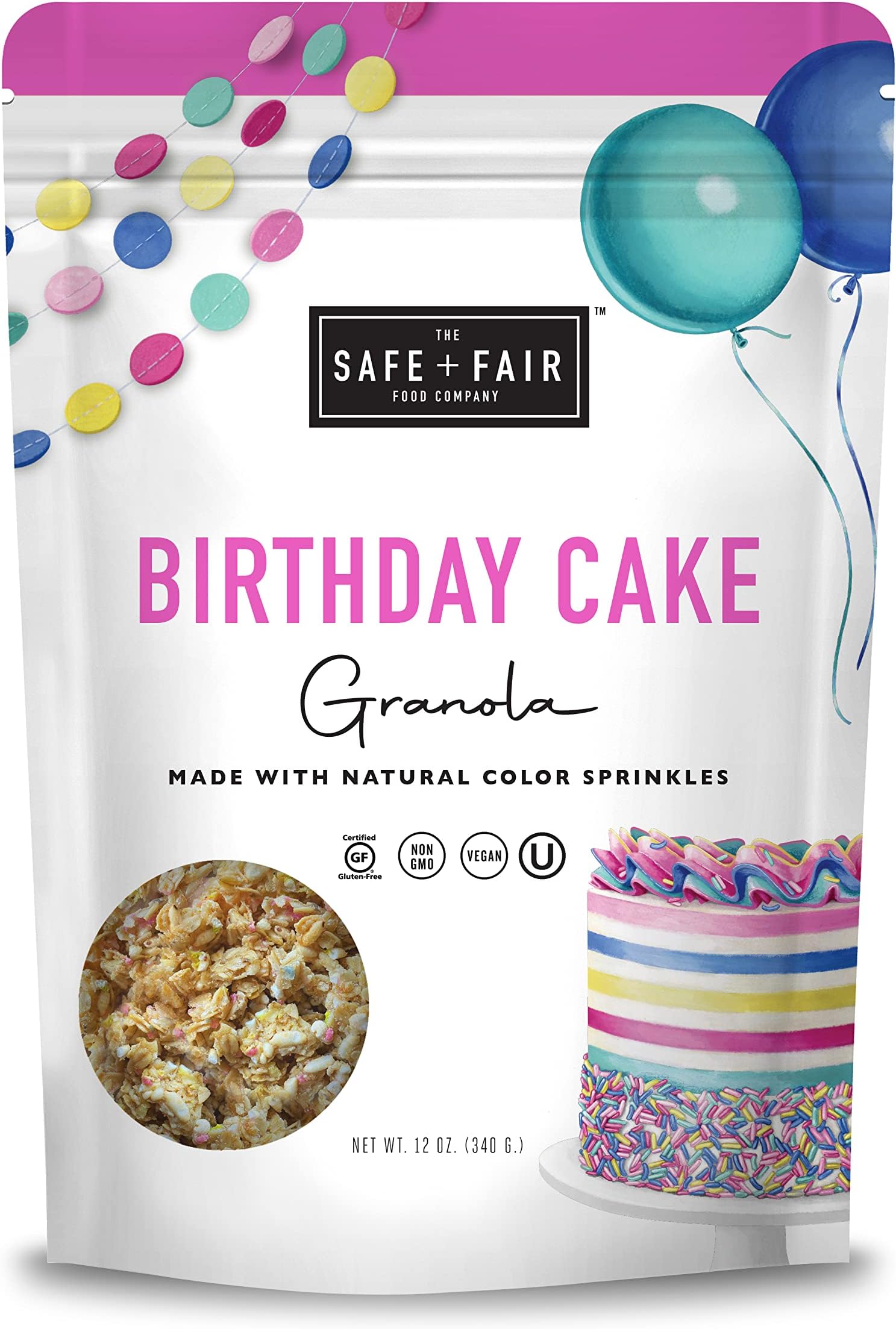 Birthday Cake Granola - Gluten-Free, Dairy Free and Vegan Breakfast, Snack or Dessert - Free From Top 9 Allergens, Trans Fat and Artificial Ingredients – Non GMO, 12oz