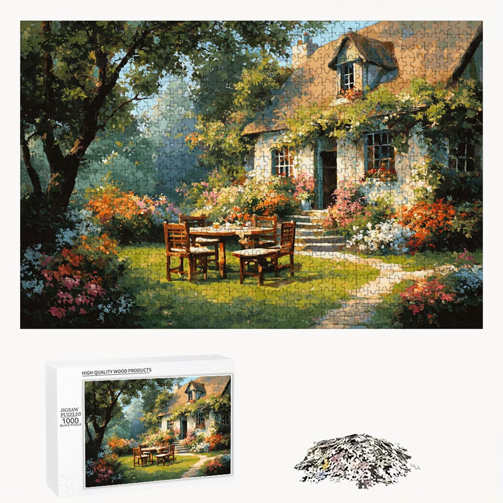 Puzzle 2000 elementów - Kabina i ogród - Trwałe drewniane puzzle z literami z tyłu - 70 x 100 cm - Kreatywne hobby bez kurzu - Artykuł kolekcjonerski i 14 lat w ponad P3#181