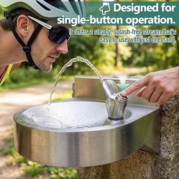 Water Drinking Fountain Wall Mounted for Schools, Parks, Gyms, Compact & Space-Saving Design, Commercial Hydration Station One-Click Water Output, Stainless Steel Drinking Water Fountain