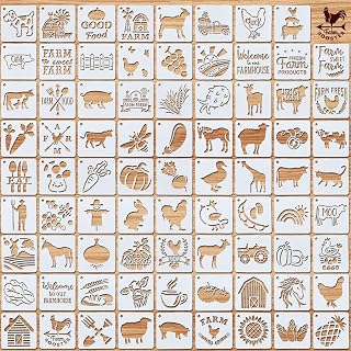 80 Pcs Flower Stencils Farm Stencils Ocean Stencils for Kids Animal Stencil Floral Stencils Plastic Reusable Stencils (Farm)