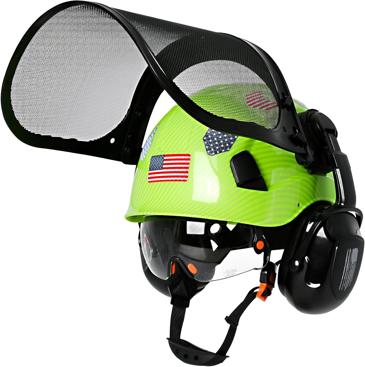 Chainsaw Helmet with Face Shield and Ear Muffs Visor-Vented Arborist Helmet with Hearing Protection & Mesh Full Face Mask,OSHA Approved Forestry Helmet with Safety Goggles Ear Protection