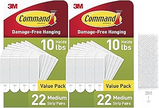 Command Medium Picture Hanging Strips, 44 Pairs, Damage-Free Picture Hangers, Holds 10 lb with 4 Pairs, White