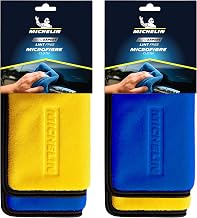 MICHELIN 500 GSM Pack of 4 (40x40 cm) Microfiber Cleaning Cloth for Car Double Sided, Super Absorbent, Lint-Free & Scratch-Free, Durable Ultra-Plush Cleaning Towel for Car, Bike & Glass
