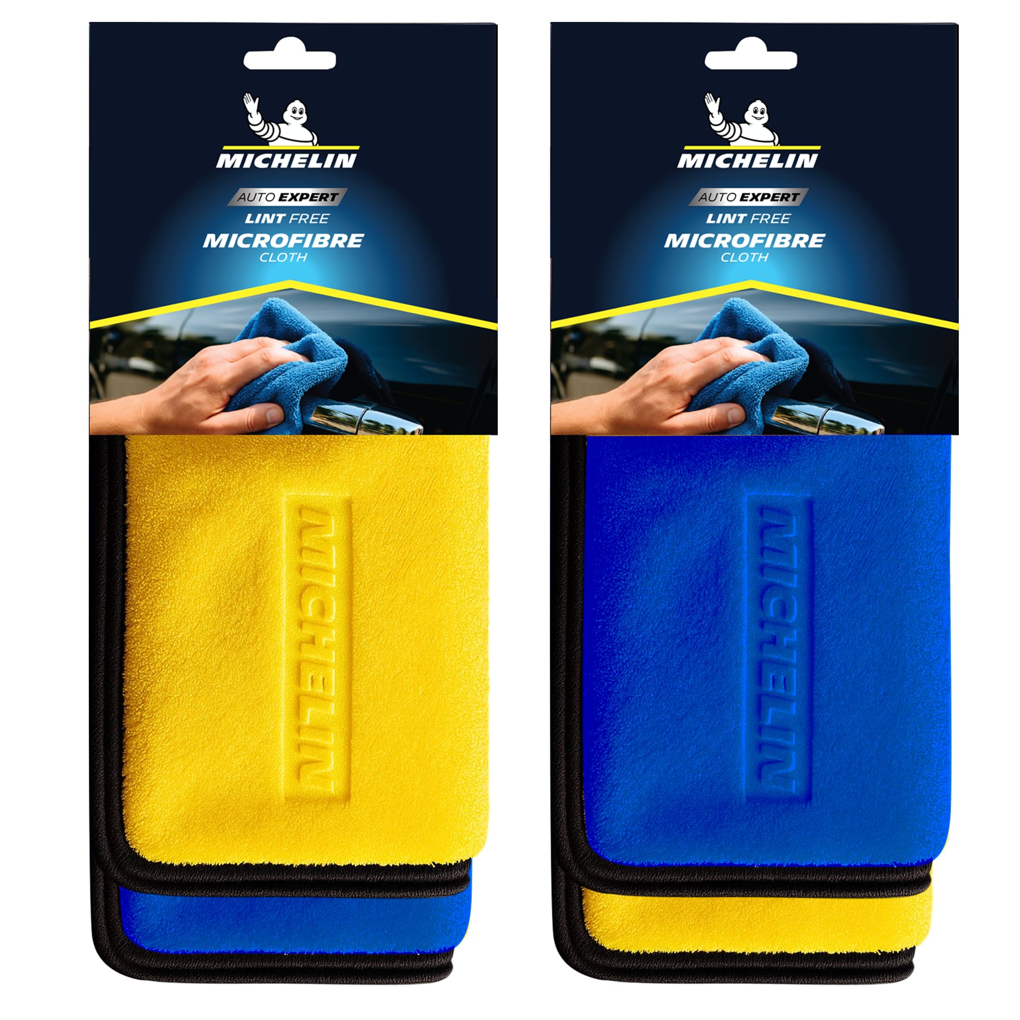 MICHELIN 500 GSM Pack of 4 (40x40 cm) Microfiber Cleaning Cloth for Car Double Sided, Super Absorbent, Lint-Free & Scratch-Free, Durable Ultra-Plush Cleaning Towel for Car, Bike & Glass