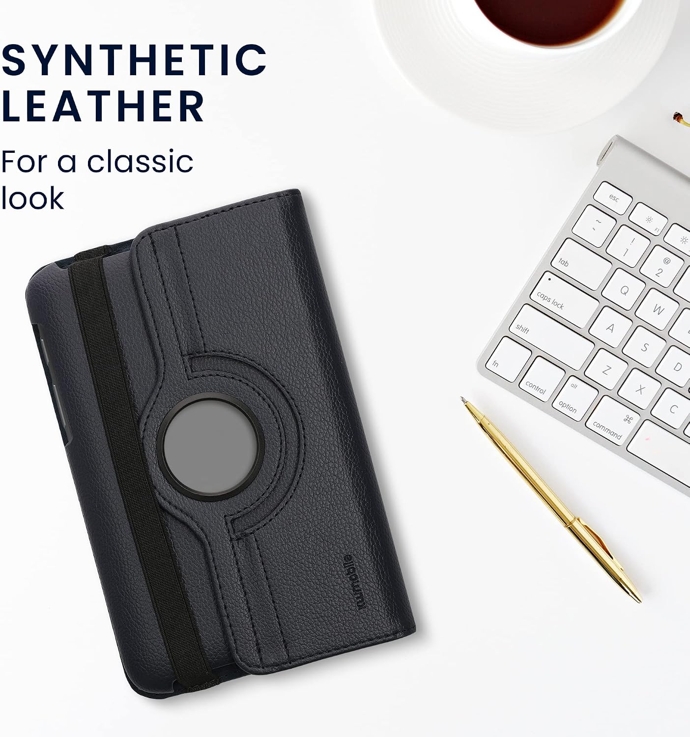 kwmobile Rotating Case Compatible with Samsung Galaxy Tab 2 7.0 P3110 / P3100 - Case PU Leather Tablet Cover with Stand - Dark Blue