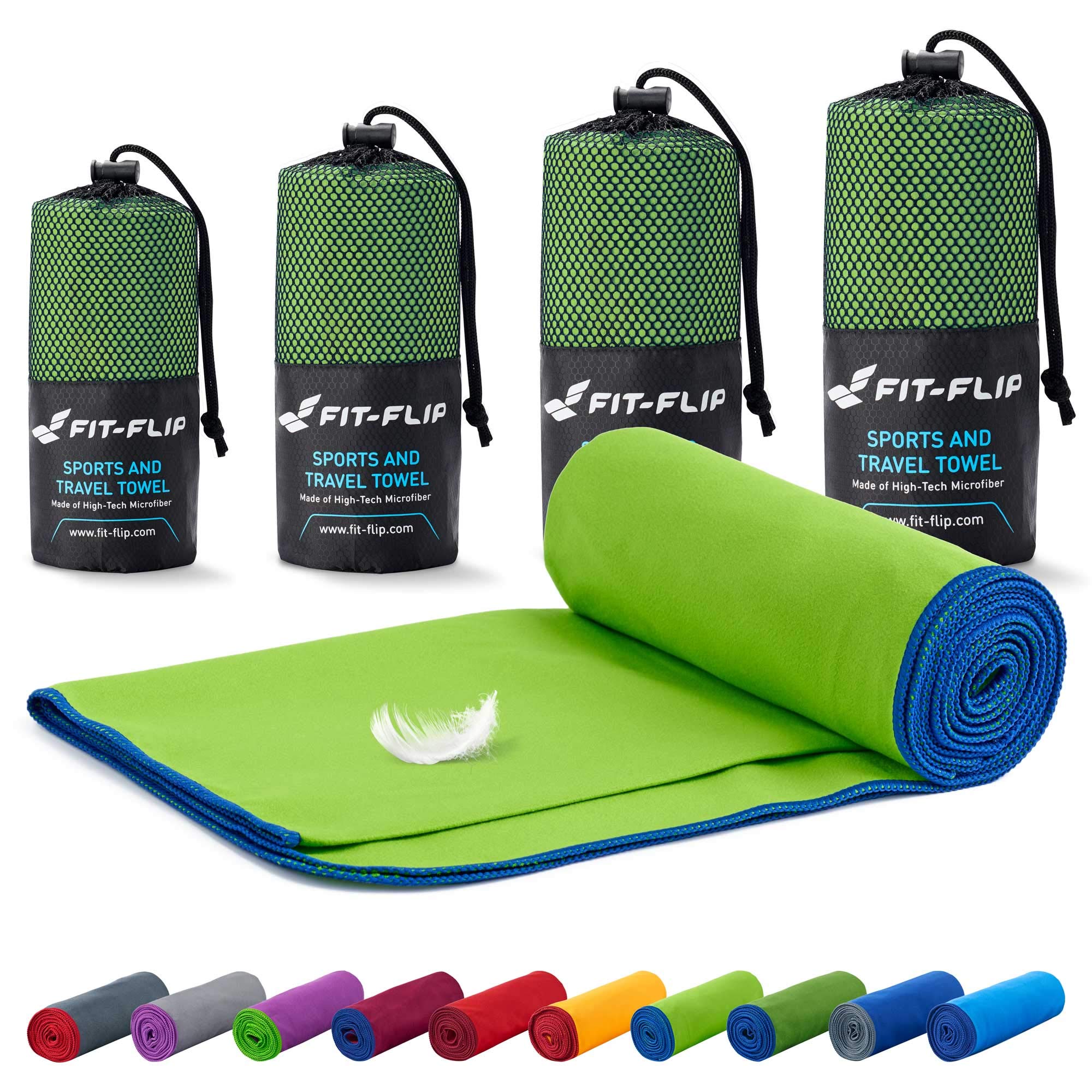 Fit-Flip Camping Towel - Ultra Lightweight & Compact Microfibre - Quick Dry Sports Towel for Gym, Beach, Travel & Swim
