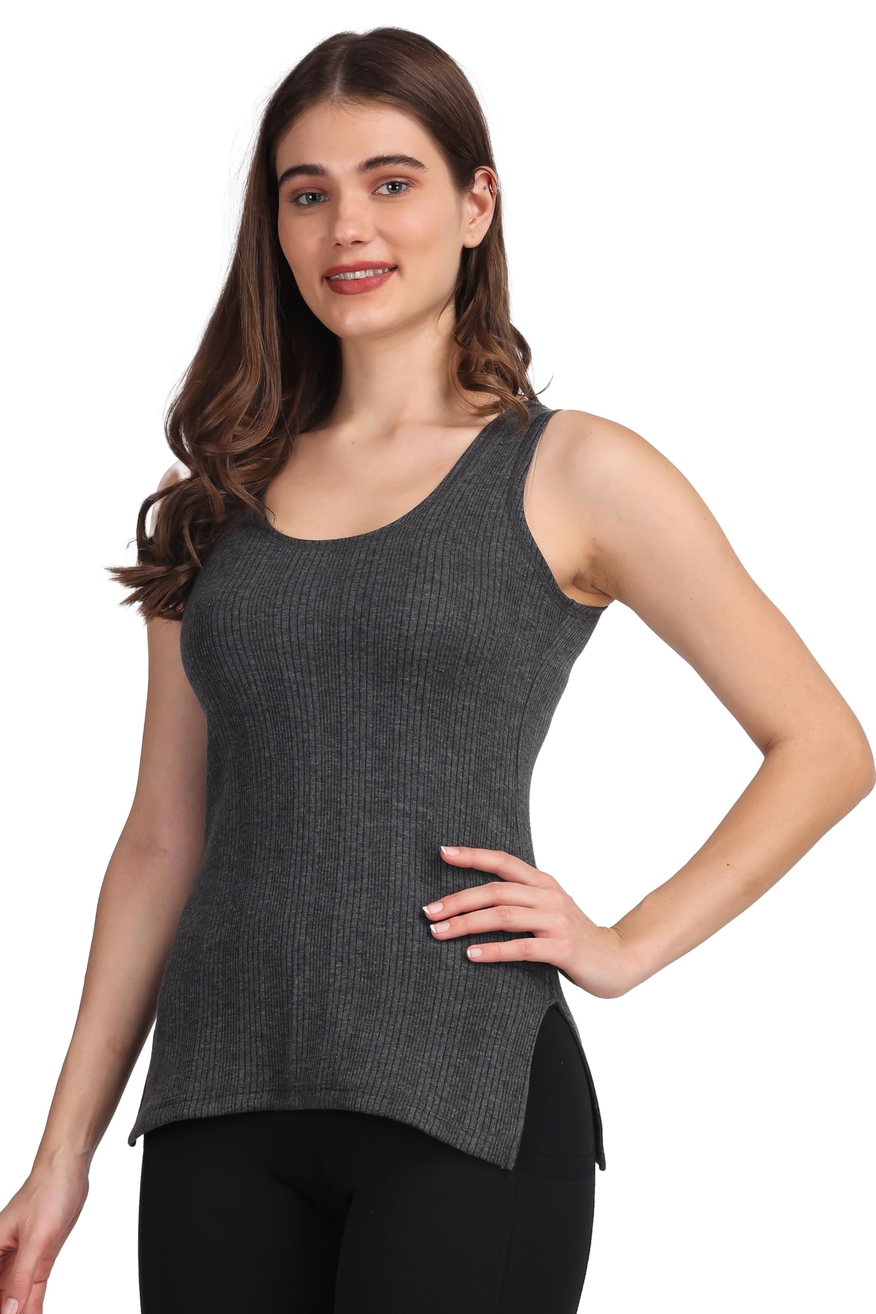 Women's Thermal Scoop Neck Cami Tank Tops, Ultra Soft Fleece Lined Camisole, Winter Warm Underwear Top