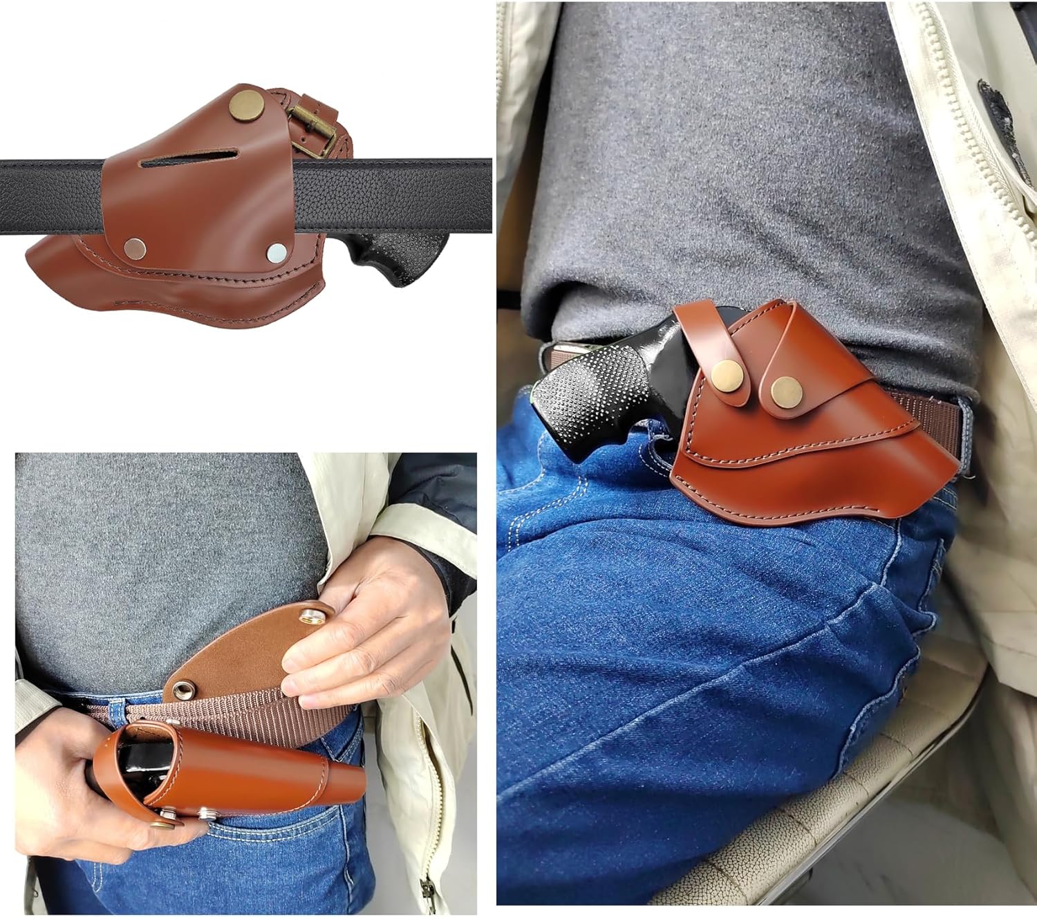 OWB Cross Draw Driving Holster for 38 Revolvers 2" Barrel - Fits Taurus 856 605 - Ruger SP101, LCR - S&W Bodyguard S&W 442 642 - J Frame, 38 Special Holsters