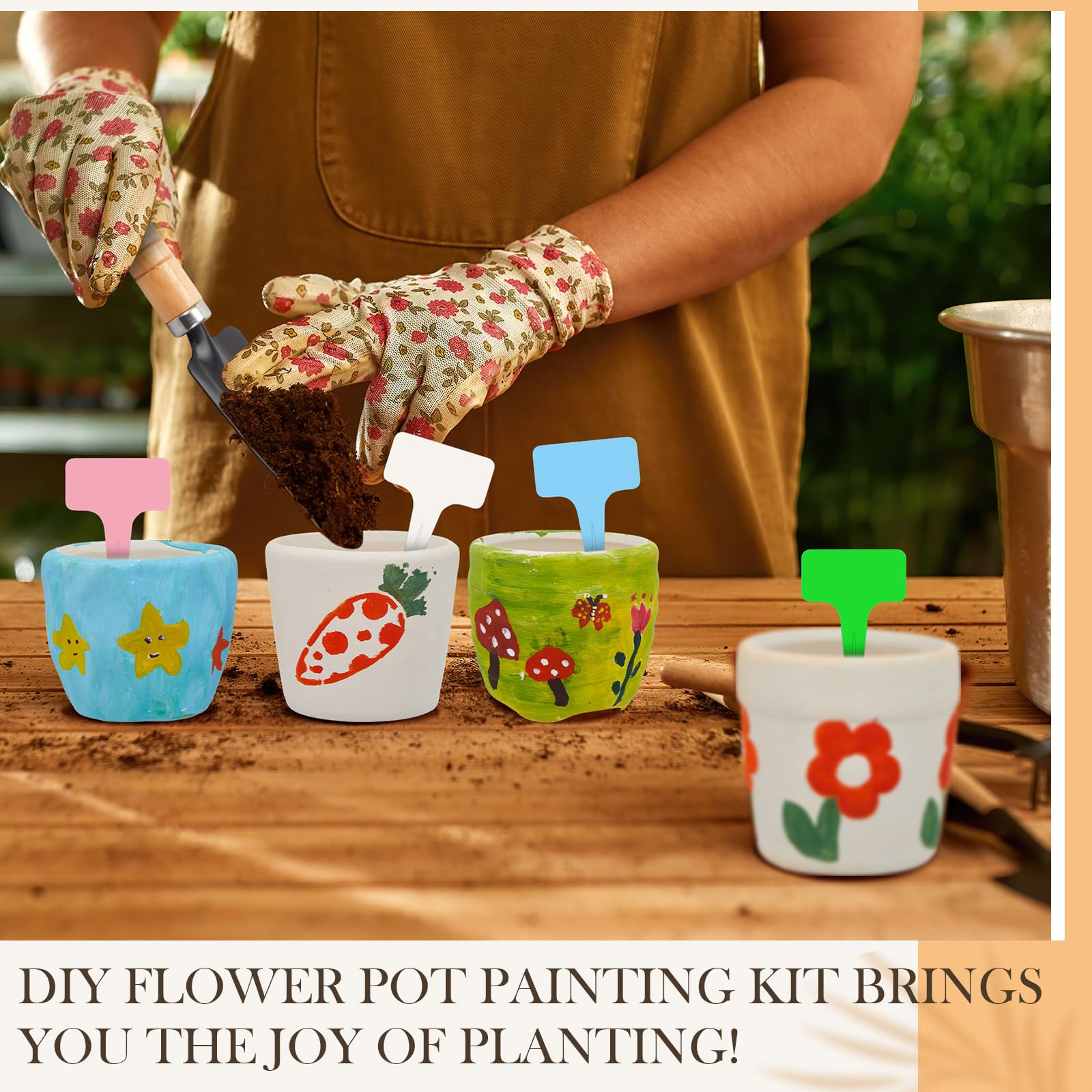 WEBEEDY Kit Di Pittura Ceramica Per Adulti Vaso Kit Di Pittura Ceramica Vaso Non Verniciato Con Bordo Rombo, Dipingere Il Proprio Vaso Decorazione Per - Foto 9