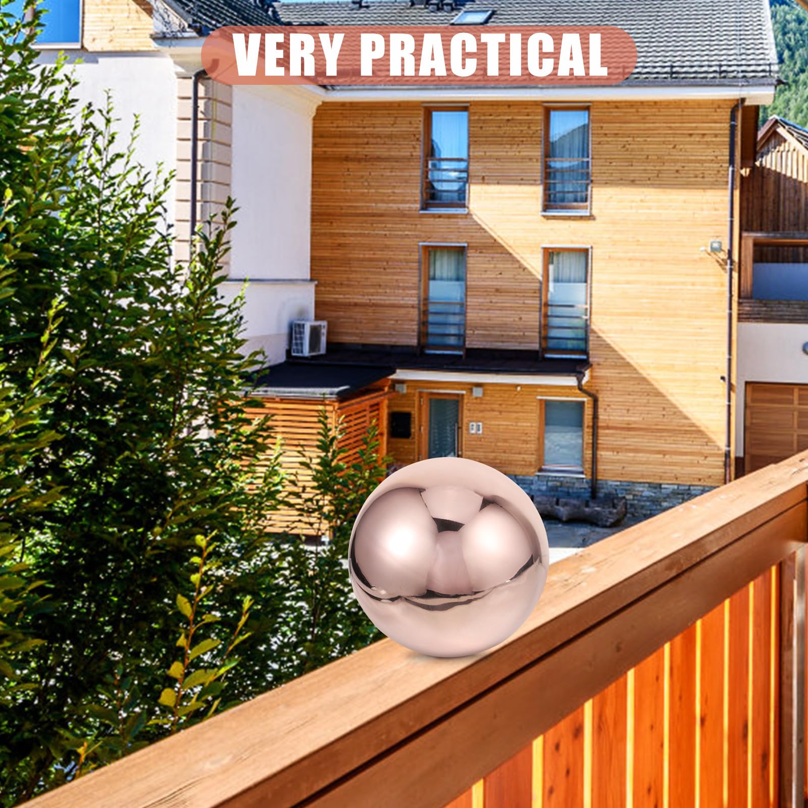 Luxshiny Gartenkugel Edelstahl 250mm Hohl Kugel Reflektierende Dekokugel für Terrasse und Balkon in Silber für Outdoor Dekoration