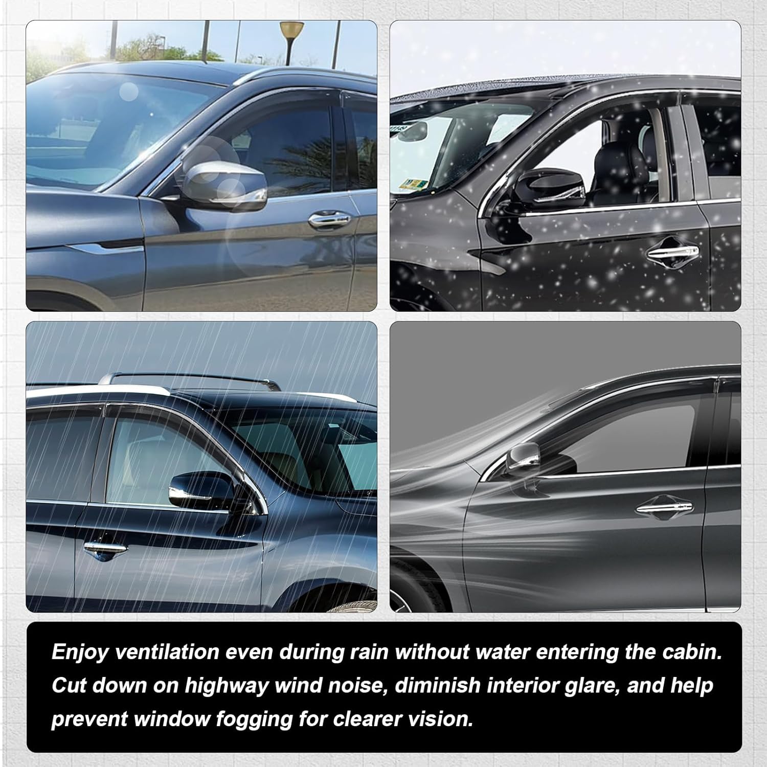 Rain Guards Window Visors for Infiniti QX60 2013-2021 with Chrome Trim