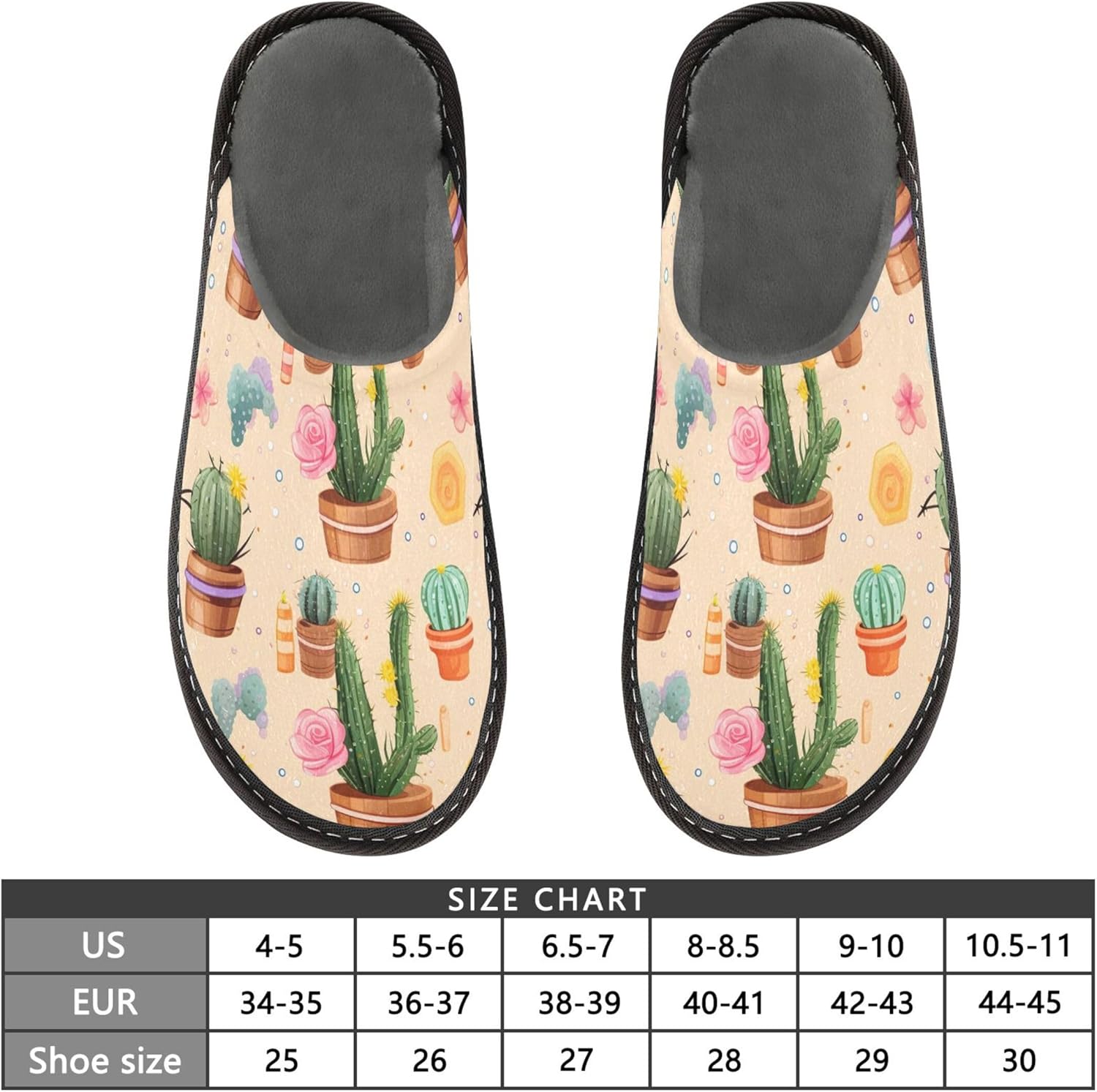 Cactus Plant House Slippers – Cozy Fuzzy Slippers for Guests, Washable & Disposable, Perfect for Shoeless Home, Spa & Hotel Use A110529