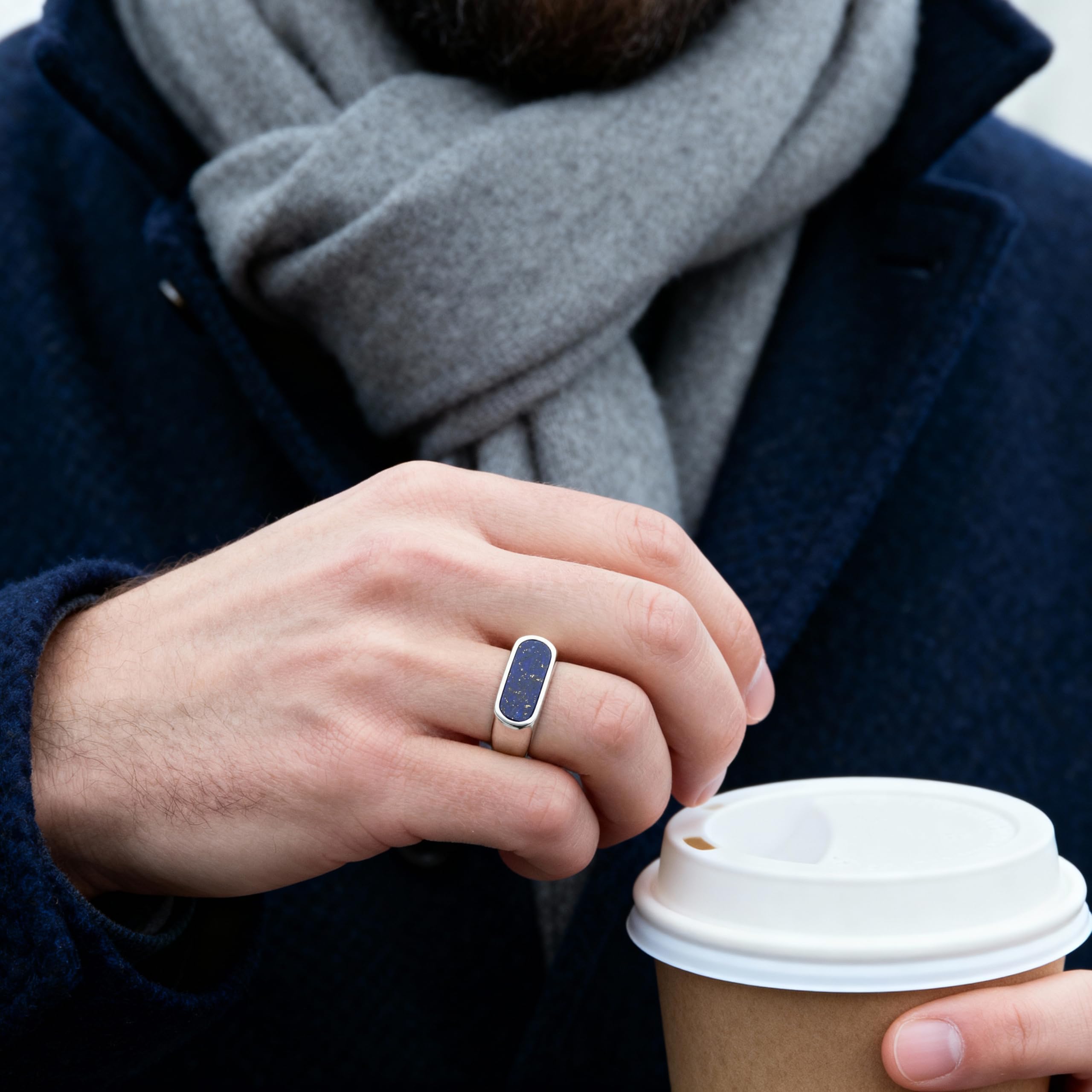 Arkai by Trendhim Siegelring Herren | Sigelring aus Edelstahl mit Naturstein | Dänisches Design | Ausdrucksstarker Männerschmuck für Alltag & Anlass