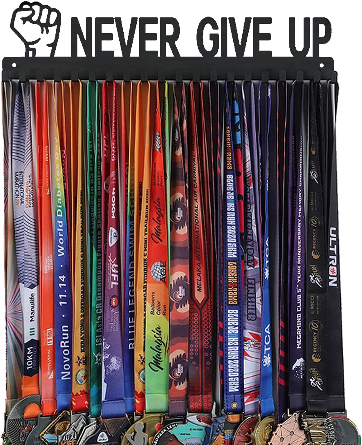 Goutoports Medal Holder Display Hanger - She Believed She Could She Did - Personalized Medal Wall Hanger for Sport Race Runner Sturdy Black Steel Metal Over 60 Medals Easy to Install