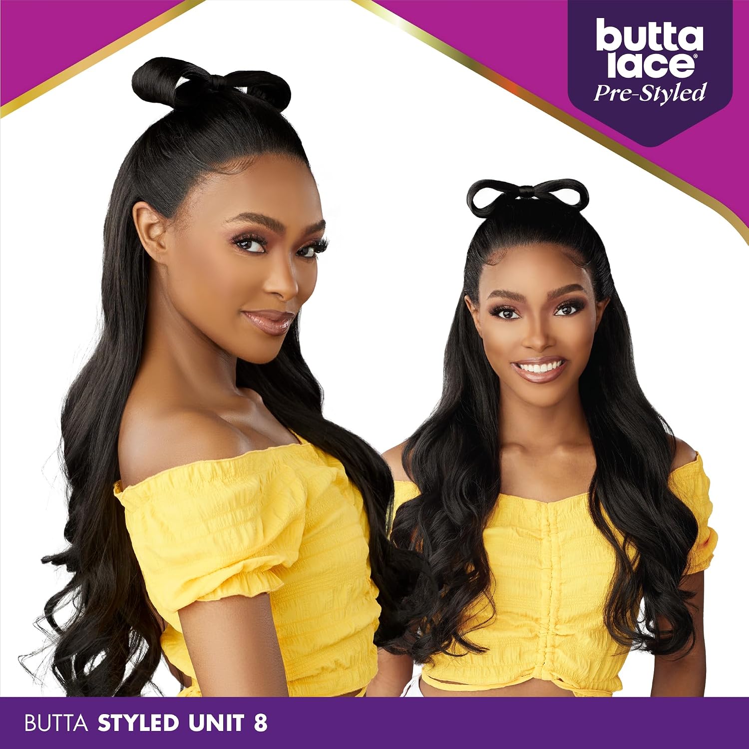 Sensationnel Butta Lace Prestyled Wigs - Unit 8 Glueless 13x4 Hand Tied Deep Lace Part Synthetic Preplucked Hairline (1 JETBLACK)