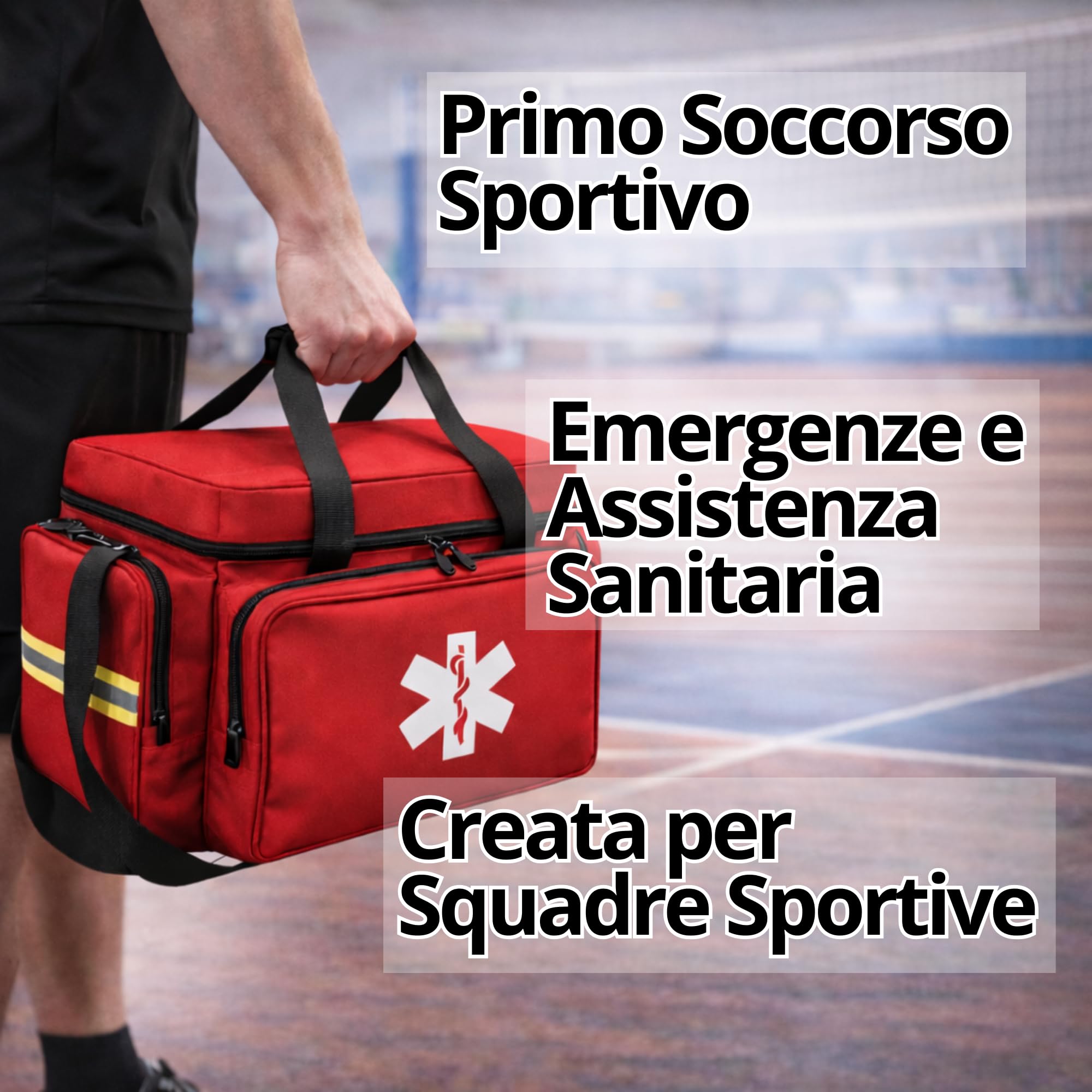TS TAKE SPORT - Borsa Medica Sportiva Grande (Vuota) – Borsa Primo Soccorso Professionale 53cm con Scomparti Modulabili – Kit Emergenza Sanitaria (Rosso)