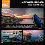 K&F CONCEPT 77mm UV CPL ND2-400 Filter Kit with Filter Case and Cleaning Cloth for Camera Lens (Nano-K Series)