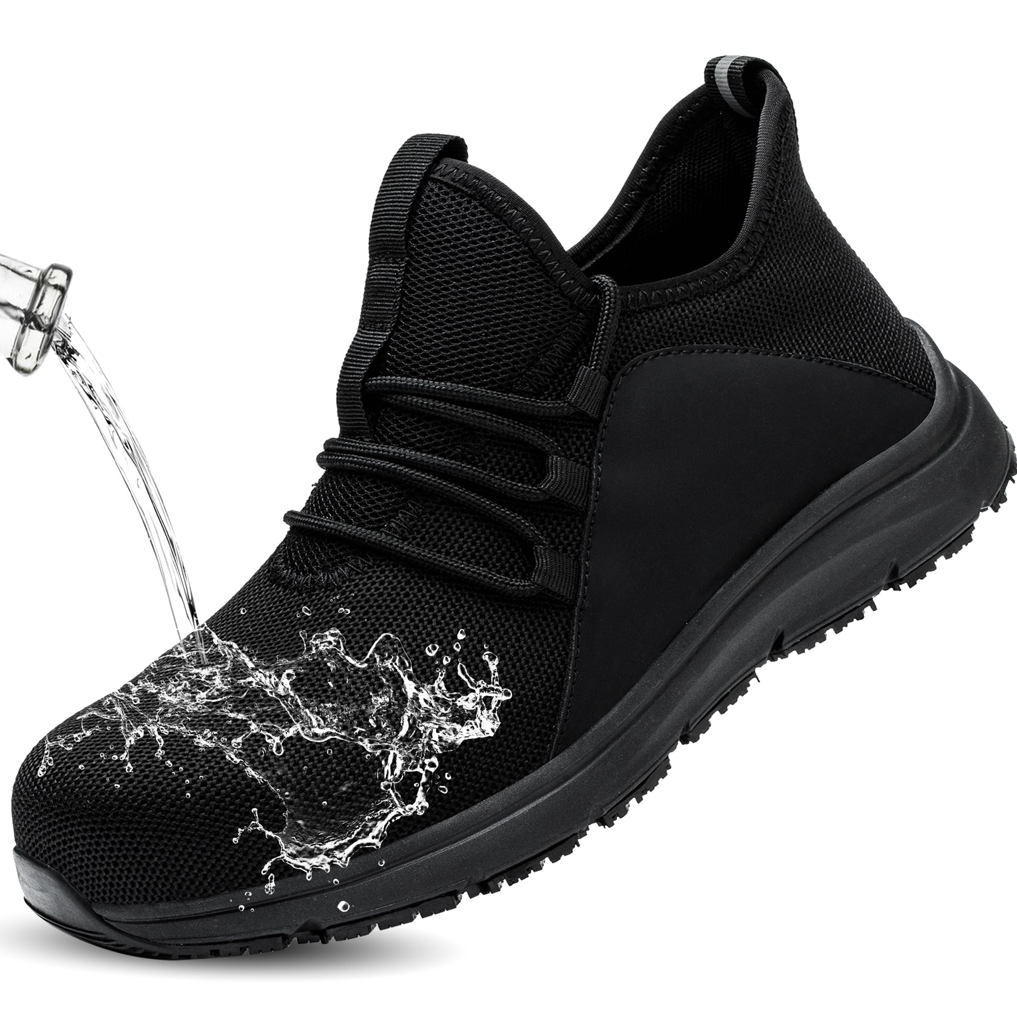 Non-Slip Waterproof Steel Toe Shoes for Men Women丨Slip-Resistant  Puncture-Proof Work Safety Shoes丨Slip-On Indestructible  Durable-Soles丨Industrial