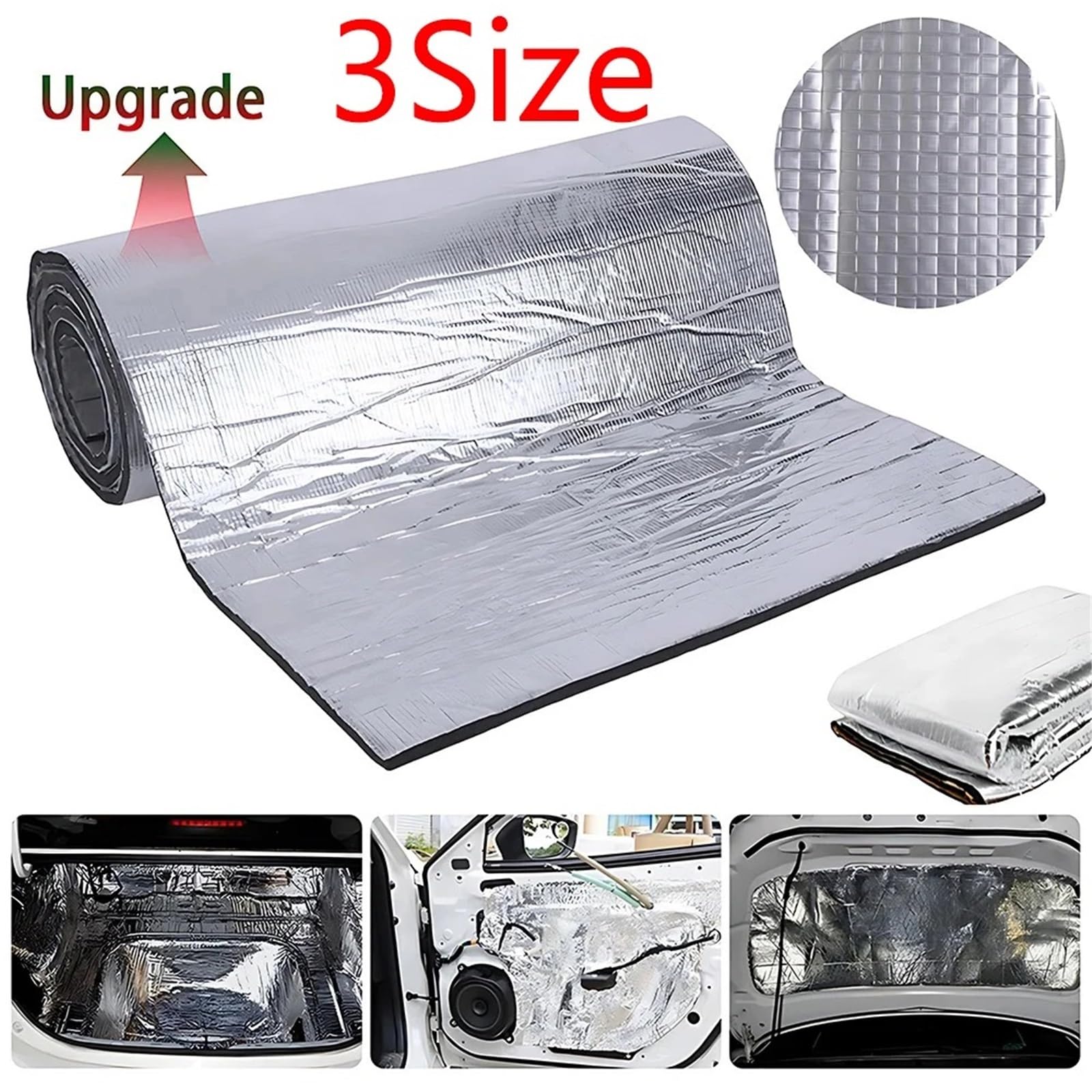 Aislamiento Capó Coche 5/10 Mm Aislamiento Acústico Silencioso Pared Puerta Alfombrilla Aislante Térmica Para Insonorización Furgonetas Coches Aislante Térmico(3IN1-A)
