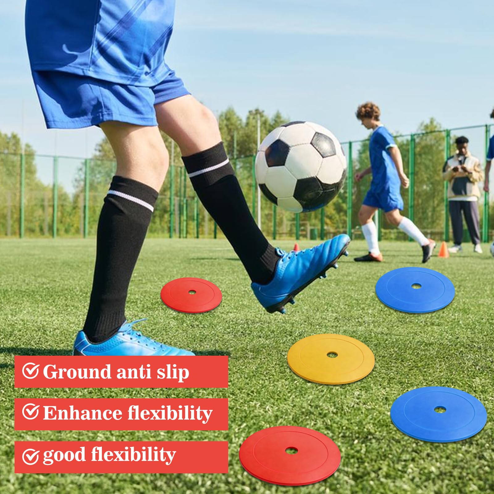 24 Disques De Marquage Plats 15 Cm – TPE Antidérapant, Pour Foot/basket/handball, Avec Support De Transport Et Filet