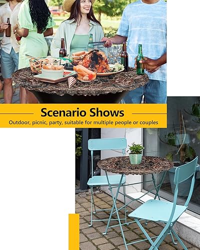 Miniatura 6 de Mantel redondo de flores de mandala, ajustable, manteles elásticos impermeables para interiores y exteriores, mantel elástico para cena, fiesta,