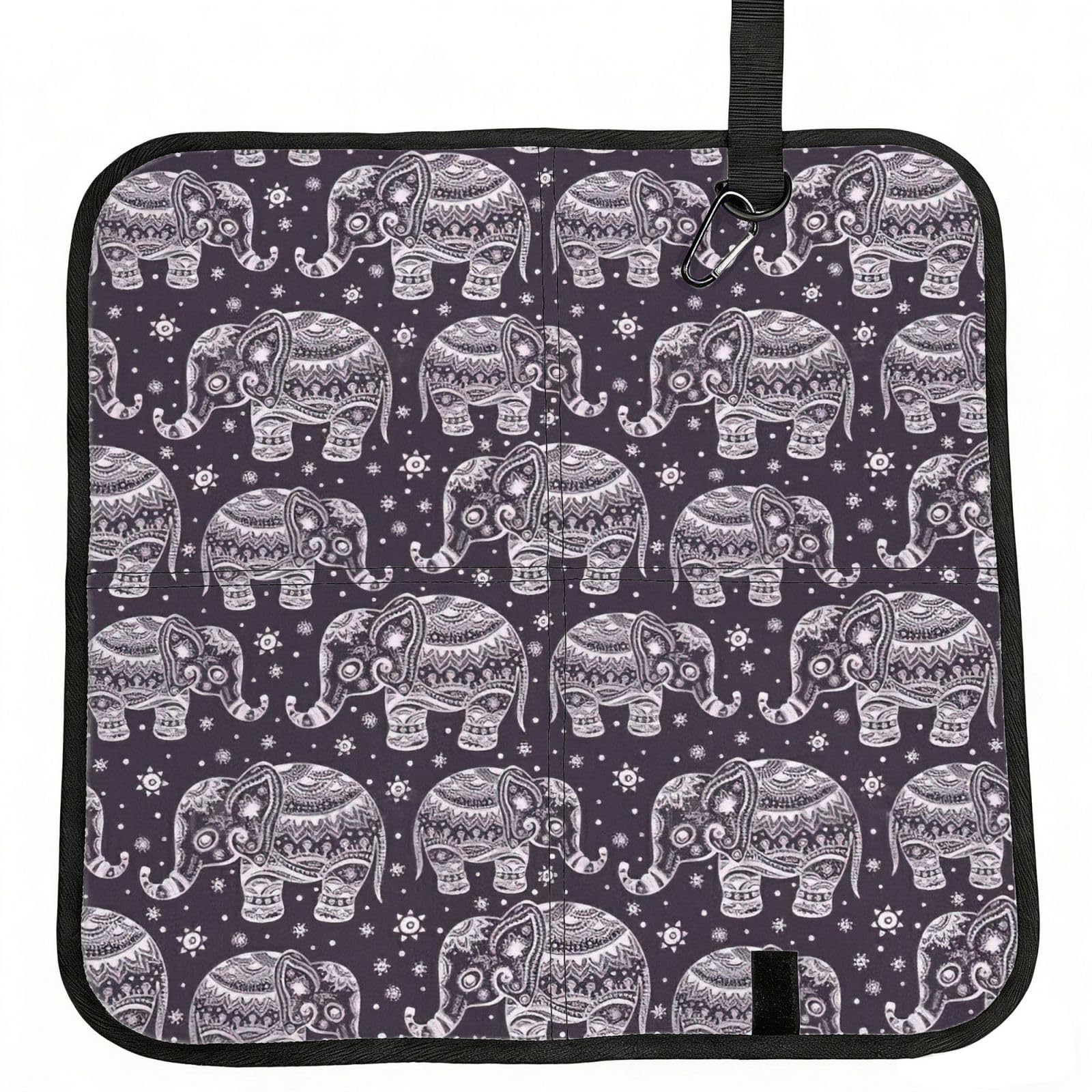 SDEGTHO Cartoon Cute Elephant Printed Foldable Seat Pad with Closure, Lightweight Cushion for Airplane Travel Camping