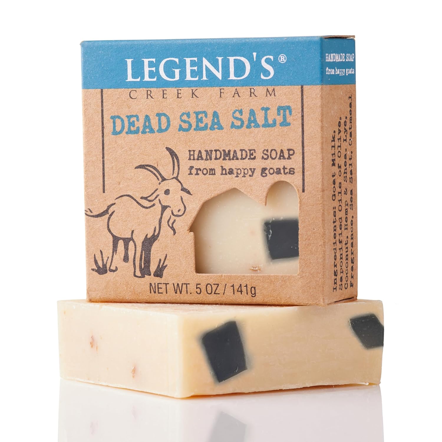 Legend's Creek Farm Goat Milk Soap - Cleansing Moisturizing Bar for Hands and Body - 5 Oz Creamy Lather, Nourishing, Gentle Natural Soap for Sensitive Skin (Dead Sea Salt, Pack of 5)
