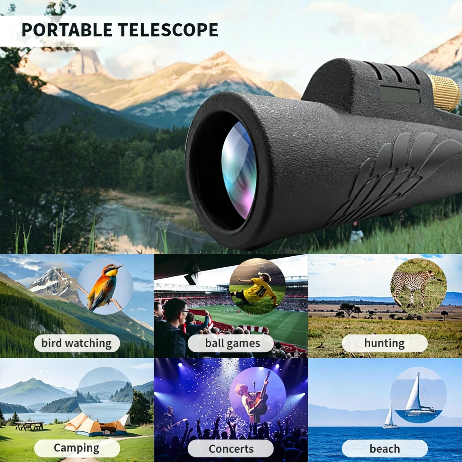 Telescopio monoculare potente monocolo professionale attrezzatura da campeggio impermeabile per cannocchiale portatile da viaggio e da caccia