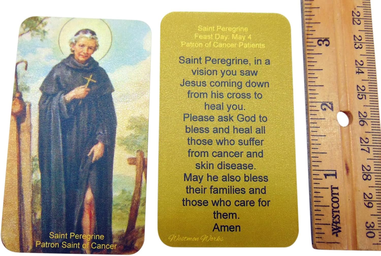 Westmon Works St Peregrine Holy Cards Patron Saint of Cancer Prayer Card Pack Made in the USA, Set of 10 - Image 2