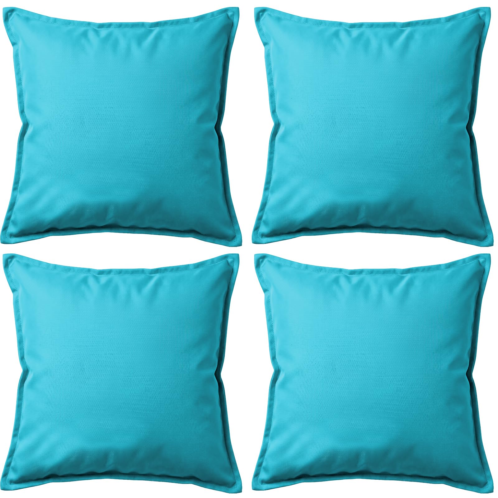 4 Pack Waterproof Outdoor Garden Furniture Seat Cushion 45x45cm Decorative Throw Pillow, Filled Cushion Cushion Covers 18"x18" for Garden Sofa Chair Livingroom Bedroom Patio (Teal)