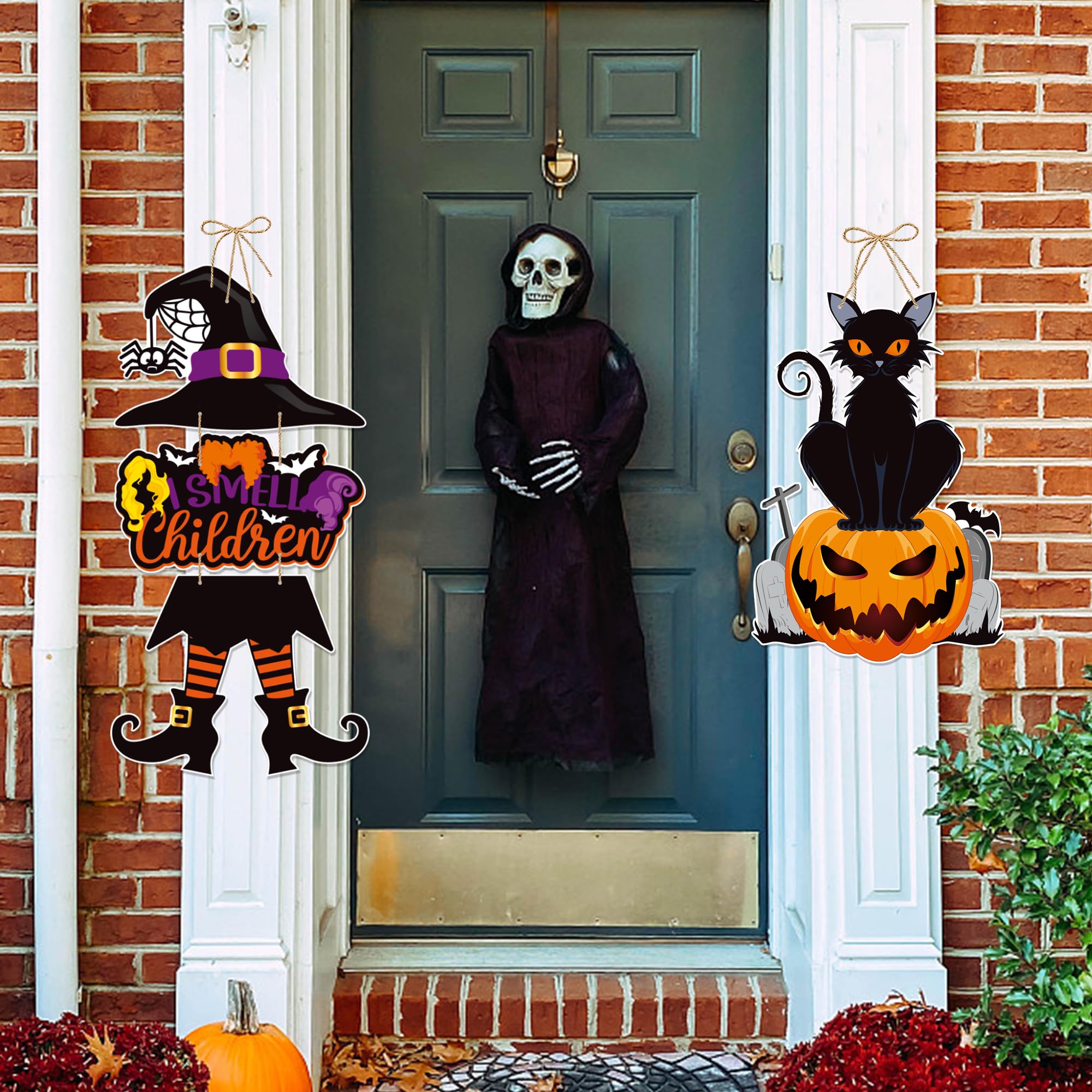 Halloween Türkranz Hexen Deko Mit Kürbis & Hexenhut - Gruselige Türdekoration