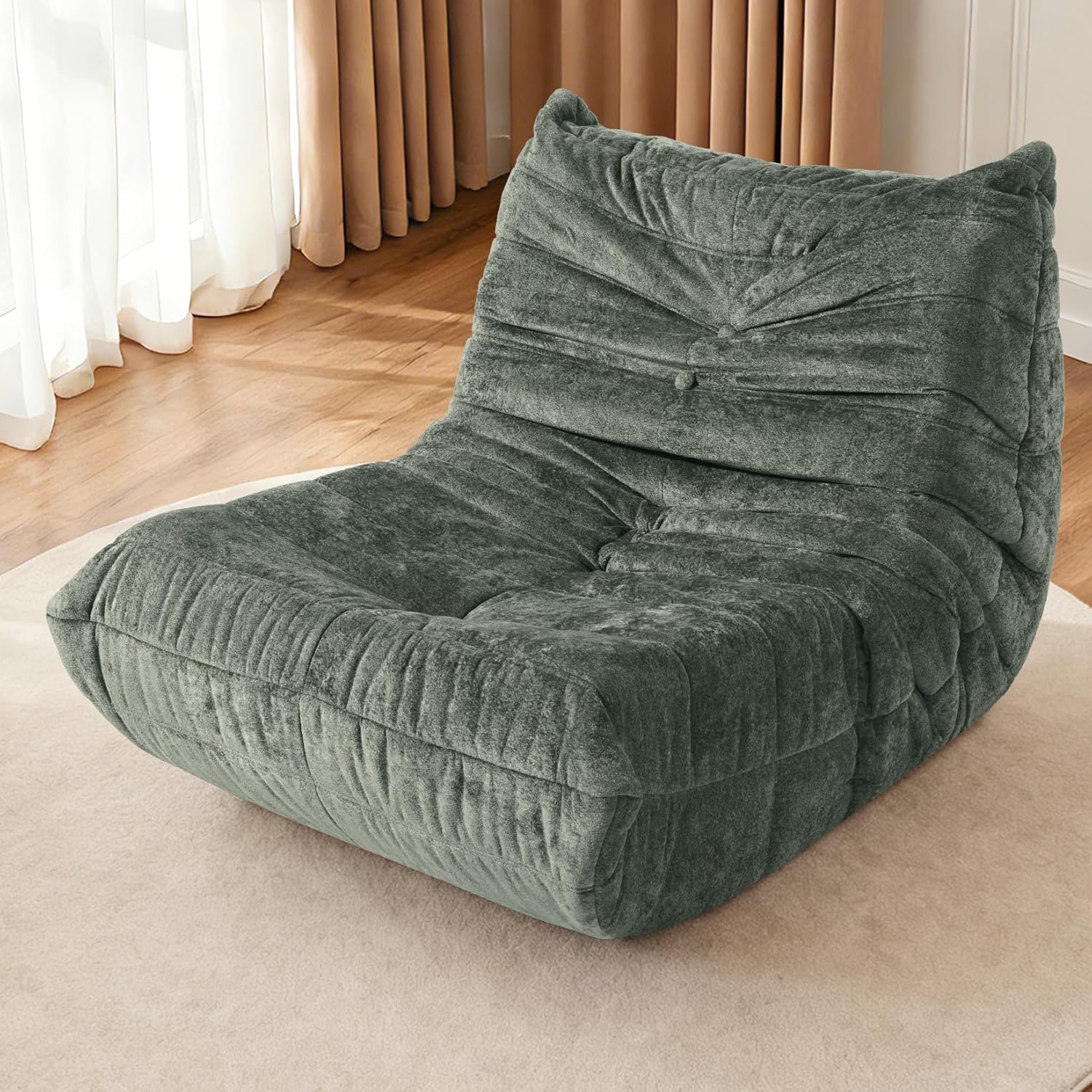 HABUTWAY Bean Bag Chair, Giant Bean Bag Chairs for Adults, Bean Bag Sofa with Filler Faux Fur, Memory Foam Bean Bag Couches Fireside Lazy Sofa for Living Room, Bedroom, Office (Green)