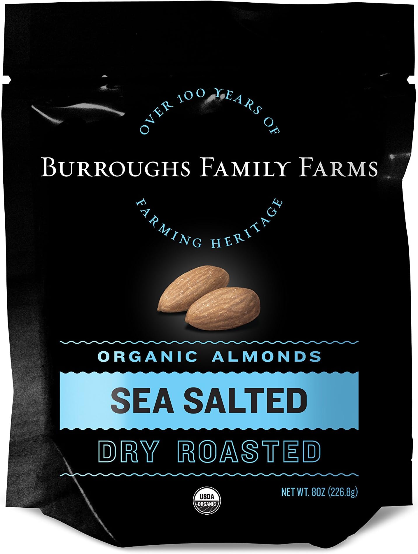 Sea Salted Dry Roasted Organic Almonds, 8oz