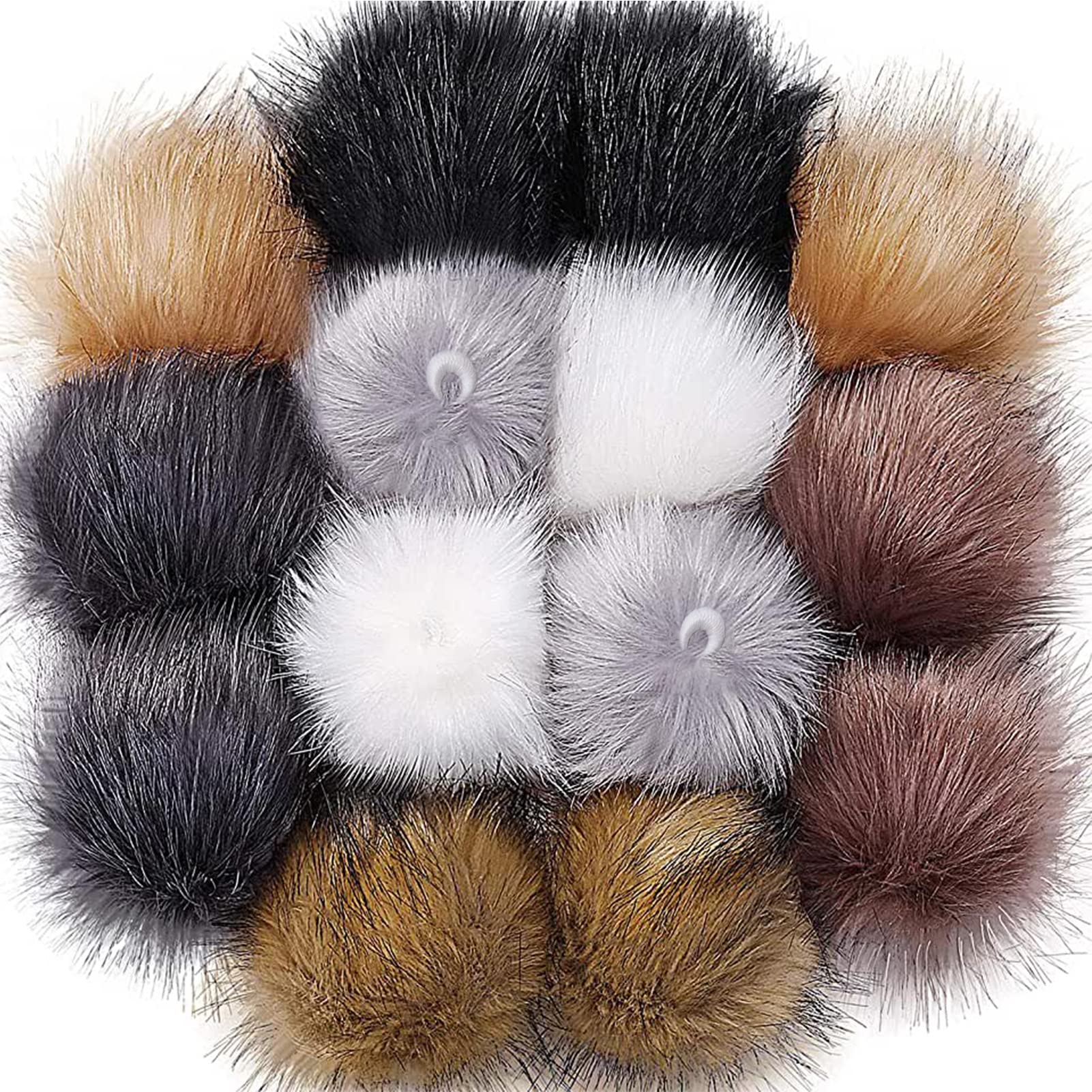 20 Pompon In Finta Pelliccia Colori Pastello – 6 Cm Con Elastico – Per Cappelli, Sciarpe, Borse E Decorazioni Fai Da Te