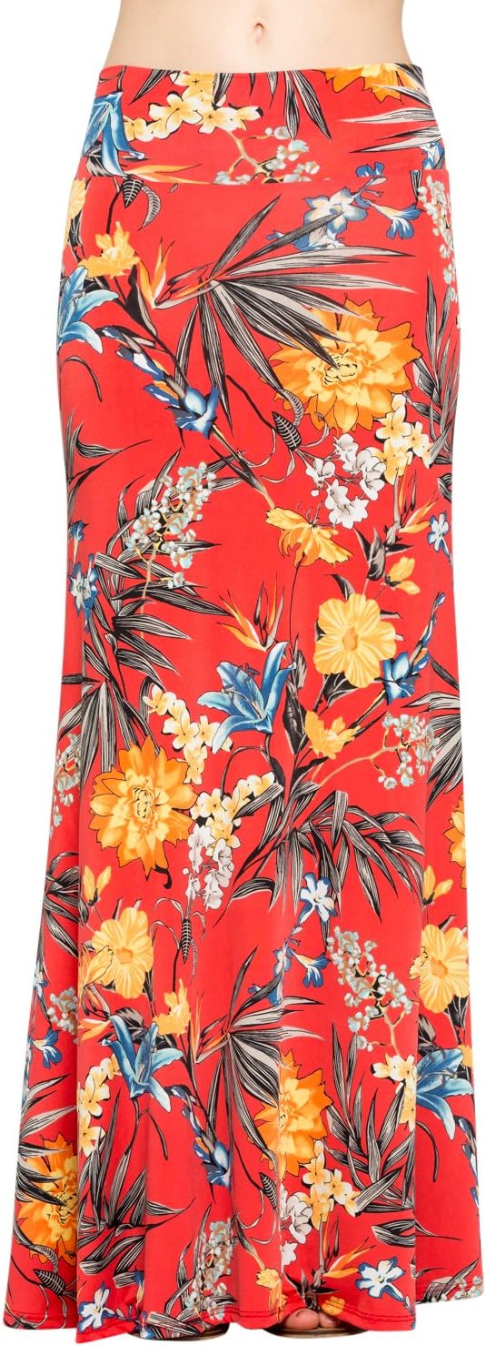 Women's Relaxed Comfortable Fit Maxi Skirts (Large, C222TMAA Red)