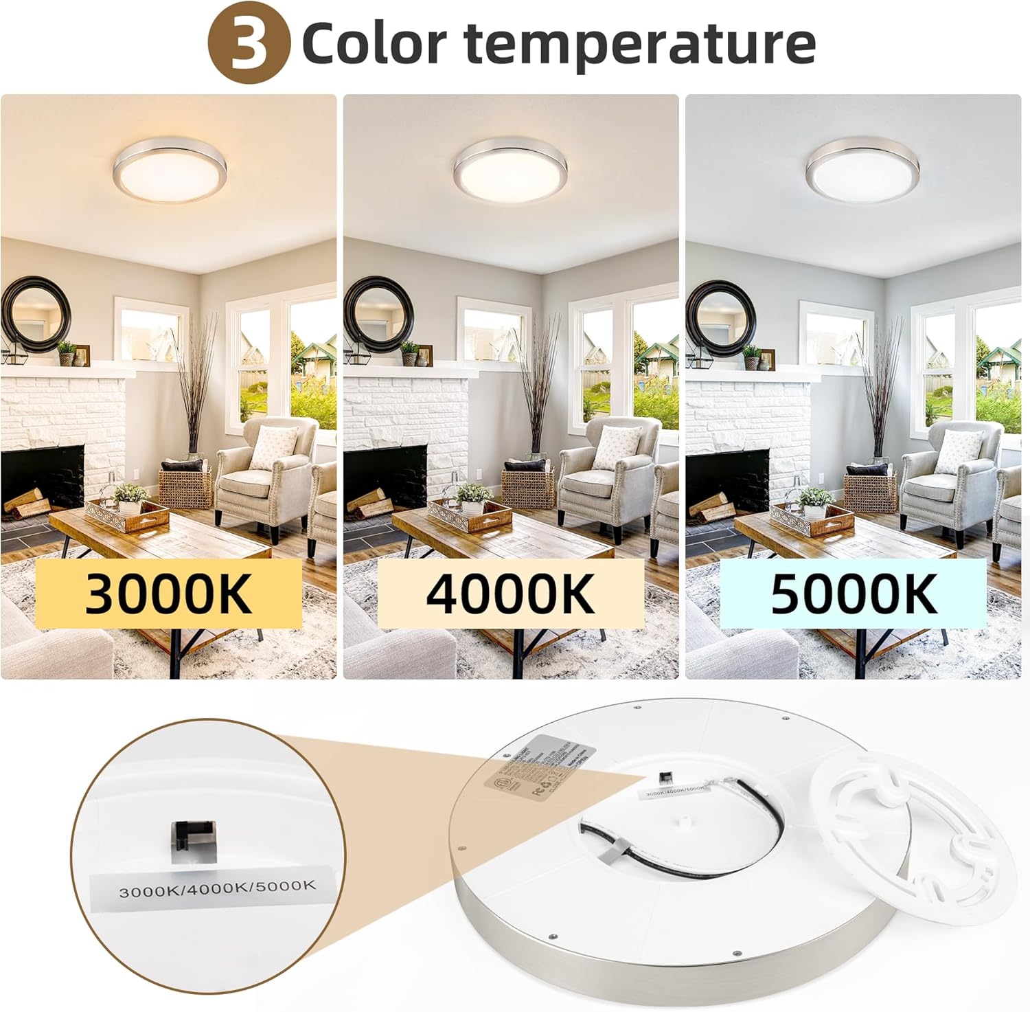 Hlite 4pack 9 Inch Flush Mount LED Ceiling Light Fixture,18W 1800LM Super Slim Light Fixtures Ceiling Mount 3000K/4000K/5000K 3CCT Selectable,Light Fixtures for Kitchen,Bedroom (Brush Nickel)
