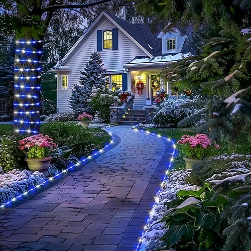 Miniatura 10 de JMEXSUSS Luces solares verdes de Halloween, 66 pies, 200 luces LED de cuerda para exteriores, impermeable, tubo de PVC, luces verdes de Navidad para