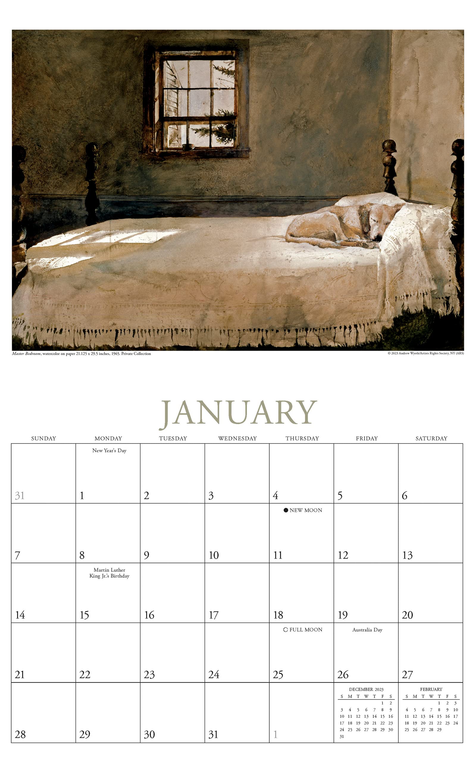 The Art of Andrew Wyeth 2024 Wall Calendar, 16-Month Art & Design Calendar, 12" x 15", 38.1W x 30.5H cm - Image 3