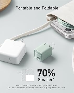 Anker Nano Phone Charger, USB C GaN Charger 30W, PIQ 3.0 Foldable PPS Fast Charger USB C for iPhone 17/16 and More Series, Galaxy, iPad, Compatible with MagSafe
