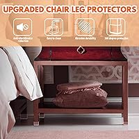 Vista 5 de Protectores rectangulares para patas de silla para suelos de madera, 16 fundas de silicona para proteger suelos de baldosas de madera, almohadillas