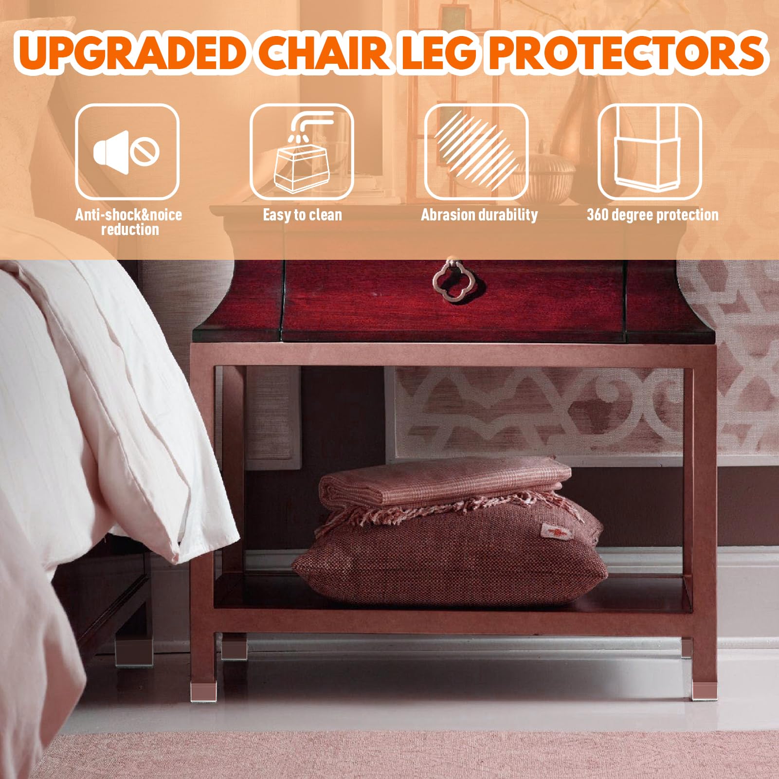 Protectores rectangulares para patas de silla para suelos de madera dura, 16 fundas de silicona para proteger suelos de azulejos de madera, almohadillas de fieltro, tapas de patas de muebles, reducen